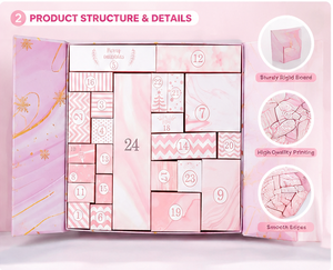 Boîte de calendrier de l'avent personnalisée de 24 jours, emballage en papier écologique, boîte carrée de compte à rebours de Noël, fournisseur OEM - Product Image 2