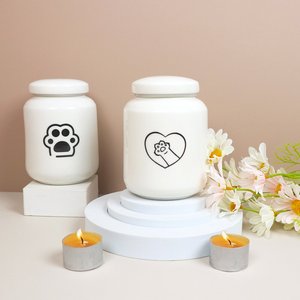 Best Selling Wholesale White Custom Logo Pet Dog Paw Print Bone Pattern Ceramic Cremation Burial <strong>Urns</strong>