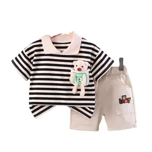 T-Shirt + Celana Pendek Setelan Pakaian Anak-anak Katun Bayi Laki-laki Set Pakaian 1 Sampai 3 Tahun 2 Potong