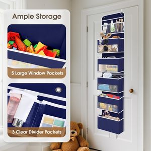 6 Tier Over The Door Organizer Hanging <b>Storage</b> With Clear Window Large Capacity <b>For</b> Bedroom Bathroom Closet <b>Kitchen</b> - Product Image 4