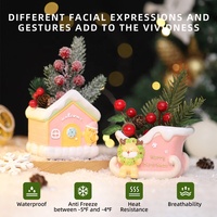 ROOGO Pot de fleurs en résine en forme de maison de neige de Noël avec trou de drainage, mini pot de plantes en forme de chalet d'hiver pour table et jardin