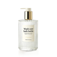 Ensemble de flacons de toilette en PET de 300 ml de qualité supérieure, flacon pompe de luxe avec logo personnalisé pour hôtel, shampoing, après-shampoing, gel douche, flacon en plastique
