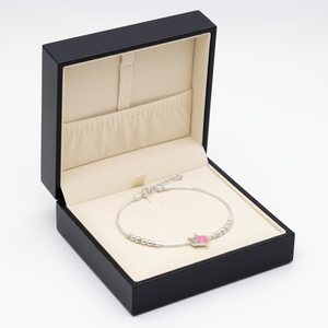 Tobillera de Plata de Ley 925 para Bebé con Dijes de Pájaro Rosa, Joyería Infantil Ajustable con Doble Dije, Cadena Delicada con Cuentas - Product Image 3