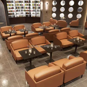 Modern Leather Club Furniture Big Sofa 2 Seater Sofas Lounge Wooden Commercial Couches Sectional Sofa