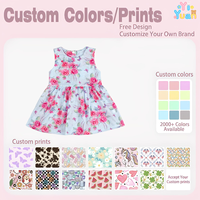 Robe tourbillon sans manches pour enfants filles, col rond, légère et extensible, motif floral papillon rose, pour les vacances d'été décontractées