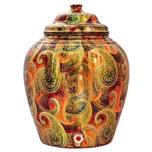 Distributeur d'eau décoratif en cuivre avec motif Paisley et robinet pour usage domestique - Product Image 1