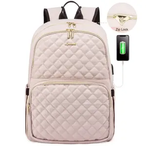 LOVEVOOK-bolsa de viaje acolchada de nailon con cremallera antirrobo, mochila escolar para ordenador portátil con puerto USB, unisex