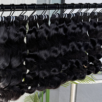 Extensiones de Cabello Humano Virgen Natural con Ondas Suaves, Color Natural, Textura Completa y Brillante, Doble Trama, Venta al Por Mayor