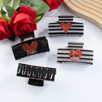 Nouvelle pince à cheveux requin imprimée LOVE pour la Saint-Valentin, accessoires capillaires sophistiqués et élégants pour femmes, pince requin mignonne