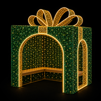 Gazebo interactif décoratif CE TUV IP65 pour salon professionnel, avec bancs intégrés, éclairage LED motif boîte cadeau de Noël et sièges