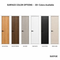 Porte en bois mélaminé résistant à l'humidité et aux rayures, grain fermé, pour appartement locatif, rénovation d'hôtel