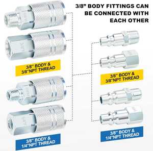 3/8 alitair "ו-1/4" pt חוט פניאומטי-גוף "חוט מהיר להתחבר - Product Image 6