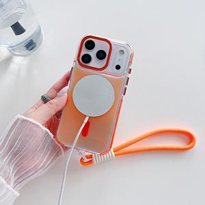 Funda Magnética Translúcida de Alta Calidad con Correa de Muñeca para iPhone Air 16 15 14 13 12 11 17 Pro Max, Compatible con Carga Inalámbrica - Product Image 4