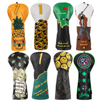 Accessoires de golf brodés, housses de tête de club de golf en forme d'ananas, housses de tête de club de golf en cuir PU