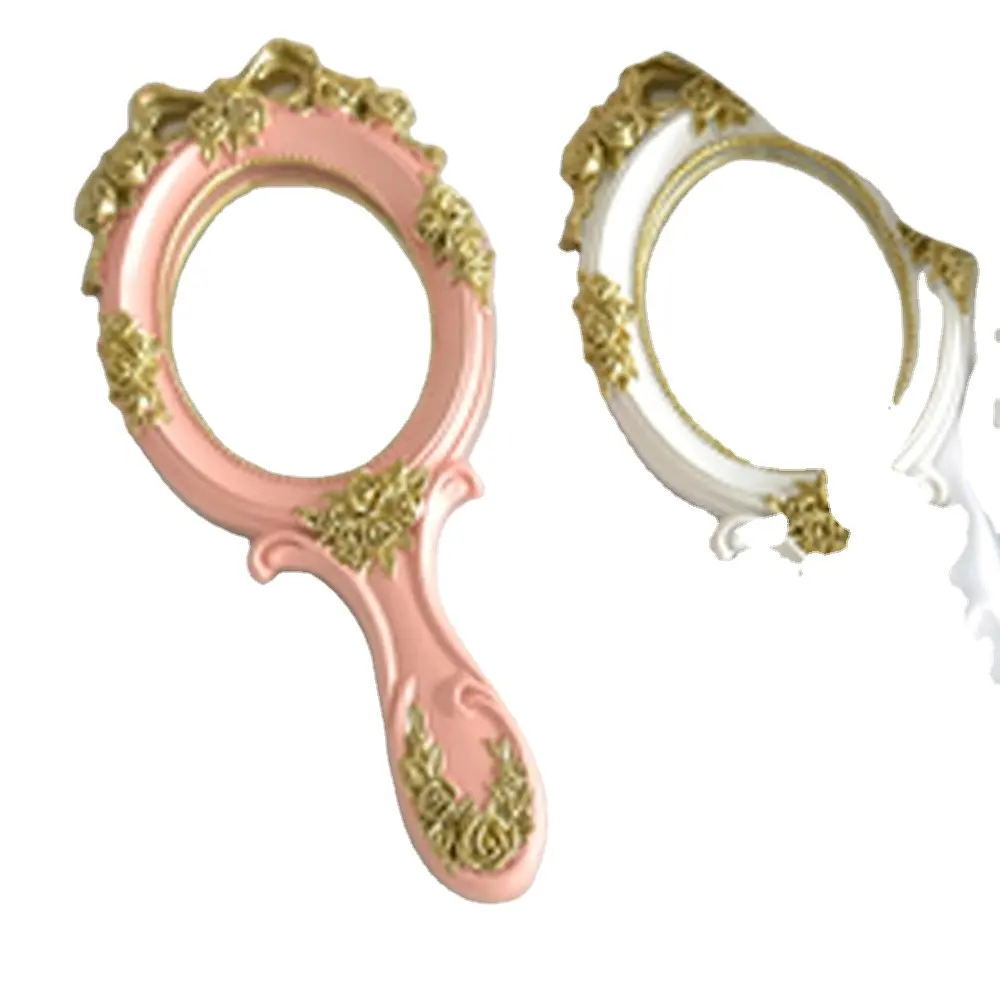 Miroir de maquillage à main en résine ovale style princesse baroque vintage