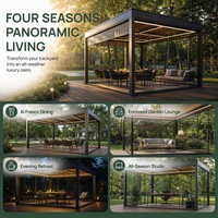 Gazebo motorisé en aluminium, fermeture automatique intelligente, imperméable, pour extérieur, toutes saisons, jardin, balcon, terrasse