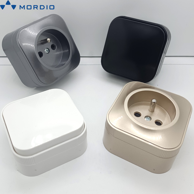 Surface Mounted Electric Wall Switch Socket Euro Standard French Socket Outlet Wall Switch