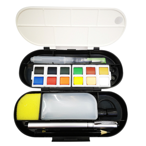 Ensemble de peintures à l'eau solides à pigments, 12 couleurs, avec pinceau, ensemble de pigments à l'eau, fournitures d'art - Product Image 2