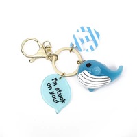 Porte-clés porte-monnaie en forme de dauphin et baleine bleue, dessin animé 3D, avec clochette mignonne, pendentif pour sac d'étudiant, cadeau simple pour garçon, fille ou couple