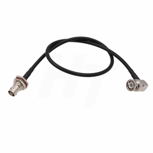 Câble coaxial <span class=keywords><strong>6G</strong></span> <span class=keywords><strong>SDI</strong></span> 50Ω à angle droit BNC mâle à cloison BNC femelle Double blindé à faible perte RG223 pour caméra/vidéo/GPS 30ft - Product Image 1