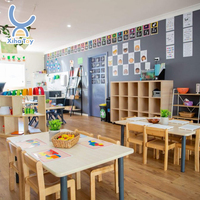 Meubles de garderie Montessori ensemble table et chaises en bois armoire de rangement pour la maternelle salle de classe préscolaire fournisseur de pépinière