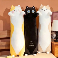 Coussin en peluche chat long Kawaii, animal en peluche de dessin animé pour le confort du sommeil, décoration de canapé et cadeaux