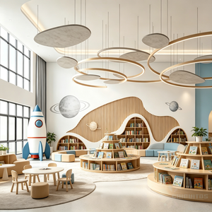 Bibliothèque Commerciale Chiquitos : Coin Lecture Moderne pour Enfants, Étagère en Bois Thème Fusée pour Maternelle et Primaire - Product Image 5