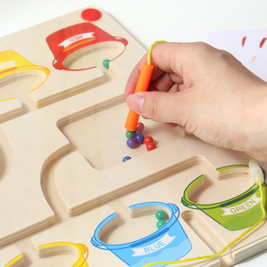 Montessori Children's Educational Magnetic Color <strong>Maze</strong> Board Wooden Math Toy Magnetic Beads Two-<strong>player</strong> Battle Counting <strong>Game</strong>