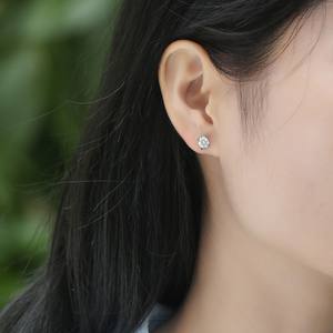 <span class=keywords><strong>Pendientes</strong></span> de Botón de Plata de Ley S925 con Incrustaciones de Oro Blanco, Joyería Fina con Moissanita de Corte Redondo VVS GRA para Mujer - Product Image 4