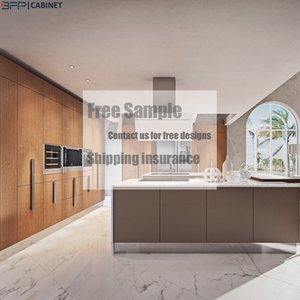 Personalizado de grano de madera casa armario de cocina con U <span class=keywords><strong>en</strong></span> forma de isla de cocina del gabinete - Product Image 1