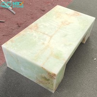Table basse en marbre onyx vert HZX Luxury Home Furniture, meuble de salon, pierre naturelle, table basse carrée moderne
