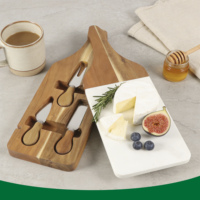 Ensemble de planches à fromage de luxe écologiques en marbre et bois d'acacia avec couteau à fromage pour la cuisine à domicile