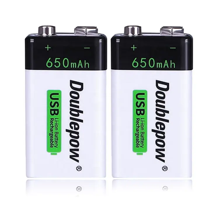 Large utilitaire OEM li-ion 9 volts 650mAh USB 9 v batterie au Lithium Rechargeable pour multimètre détecteurs de fumée