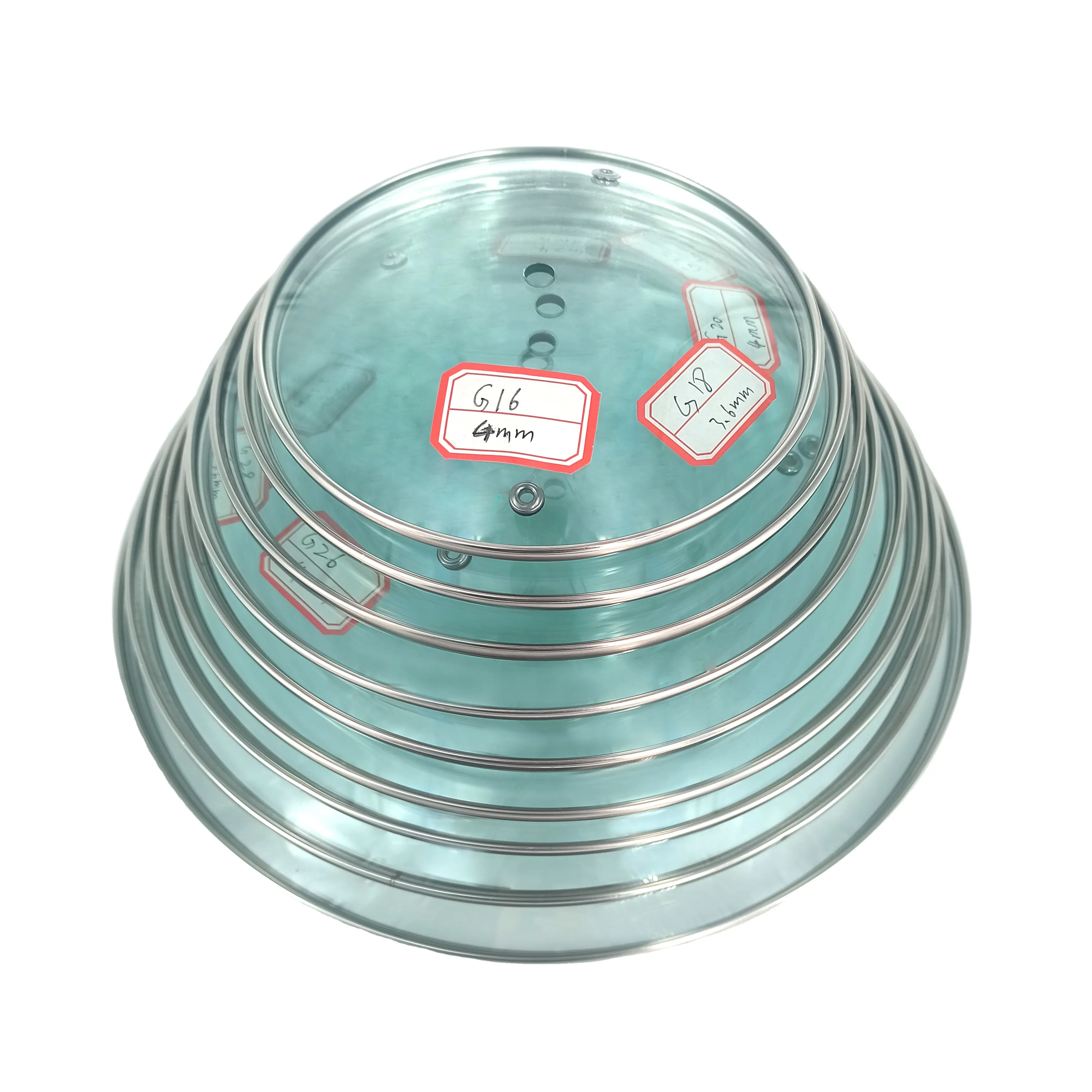 Fornitura del produttore cinese anello inossidabile tipo-G 12 28 44 cm coperchi per pentole in vetro temperato per pentole in vetro padella
