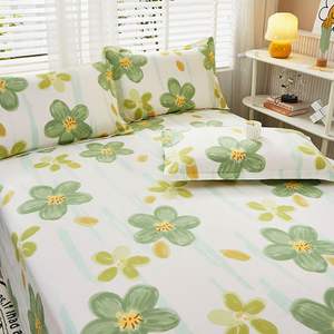 Ensemble de literie King Size 100% coton de haute qualité 3 pièces <span class=keywords><strong>drap</strong></span> de <span class=keywords><strong>lit</strong></span> <span class=keywords><strong>plat</strong></span> avec motif floral et végétal <span class=keywords><strong>pour</strong></span> la maison et l'hôtel - Product Image 5