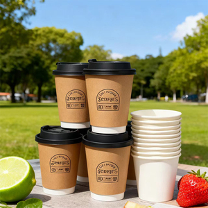 Vasos de Papel Kraft PLA Desechables Personalizados AT PACK de 4oz 8oz 12oz para Café Caliente, Café Helado, Helado, Vasos de 8oz 12oz 20oz - Product Image 3