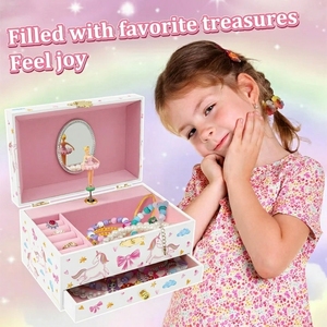 Boîte à musique <span class=keywords><strong>licorne</strong></span> pour enfants, design princesse <span class=keywords><strong>licorne</strong></span>, tiroirs à bijoux en bois à manivelle avec ornement étoile, idéale pour les cadeaux - Product Image 6