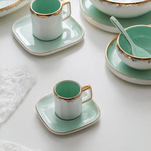 Nedeins — <span class=keywords><strong>service</strong></span> de table populaire en <span class=keywords><strong>porcelaine</strong></span>, assiettes en bord ondulé dorées, ensembles de dîner pour fête de mariage - Product Image 4