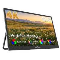 Moniteur portable 4K UHD de 18,5 pouces, dalle IPS, 400 nits, 100 % sRGB, HDR, écran mat, support réglable à 180°, USB-C pour ordinateur portable et jeux