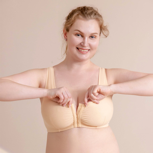 Vente en gros de soutien-gorge grande <span class=keywords><strong>taille</strong></span> sans fil post-chirurgie soutien-gorge en coton à bonnet souple avec prothèse poche poitrine - Product Image 1