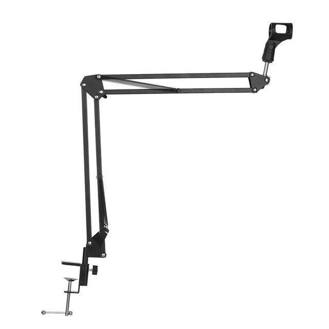 Adjustable Microphone Stand Suspension Boom Scissor Arm Mic Bracket Metal Material with Microphone Holder for Studio Recording