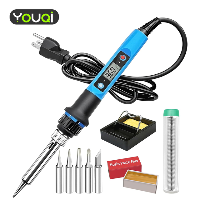 YouQi Soldering Iron Kit 80W 110V LCD Digital Adjustable Temperature Soldering Gun Thermostatic Soldering Kit