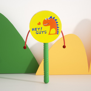 Wholesale Colorful Cartoon Wooden Rattle <b>Drum</b> <b>Hand</b> <b>Drum</b> Musical Instrument Toy Orff Percussion Instrument for Kids Playing - Product Image 5