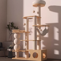 Arbre à chat extra-large en bois massif, design moderne et luxueux, écologique, avec lit intégré, 4 niveaux, montage facile pour