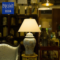 Bonne Qualité Bleu Lampe de Bureau En Céramique, Motif De Fleurs Led E27 Lampe de Table Décorative à la Maison Fabriqué En Chine