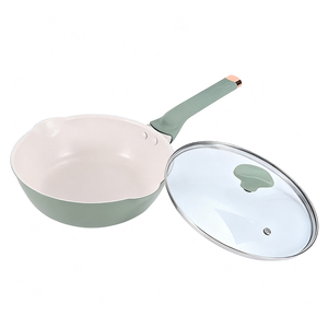 उच्च गुणवत्ता वाला नया मॉडल 24 सेमी 28 सेमी ग्रीन एल्यूमीनियम नॉन स्टिक सिरेमिक कोटिंग गहरी लिड ढक्कन के साथ गहरी फ्राइंग पैन - Product Image 6