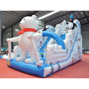 Toboggan aquatique gonflable commercial sur <span class=keywords><strong>le</strong></span> thème de l'ours polaire blanc, en PVC robuste, avec château gonflable pour les fêtes - Product Image 3