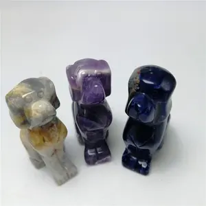 Groothandel Natuurlijke Edelsteen Gepolijst Crystal Animal Carving Trouwe Hond Stone Voor Gift Van Soort Menselijk Decoratie