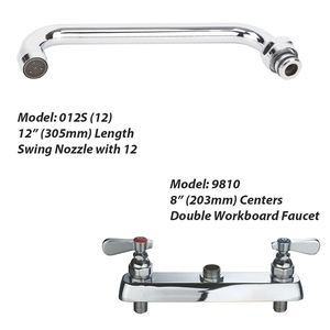 Grifo de cocina de 9810-12 y 8 pulgadas con agujeros, doble tablero de trabajo, con asientos extraíbles, incluye válvula de retención - Product Image 3