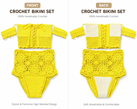 Ensemble de maillots de bain en crochet bohème avec sac de plage pour femmes, 2 pièces, pour les vacances d'été à la plage